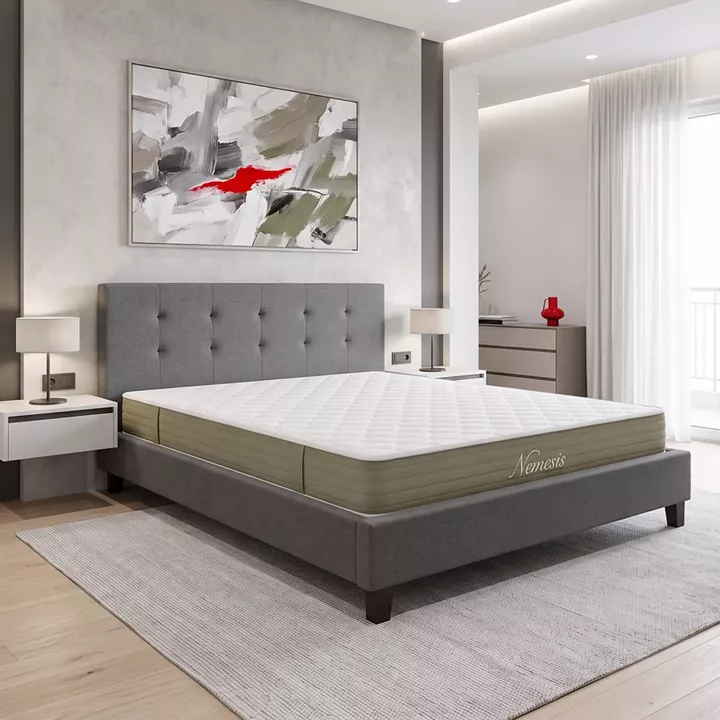 Bed with mattress Mago-Nemesis pakoworld fabric charcoal gray 160x200cm