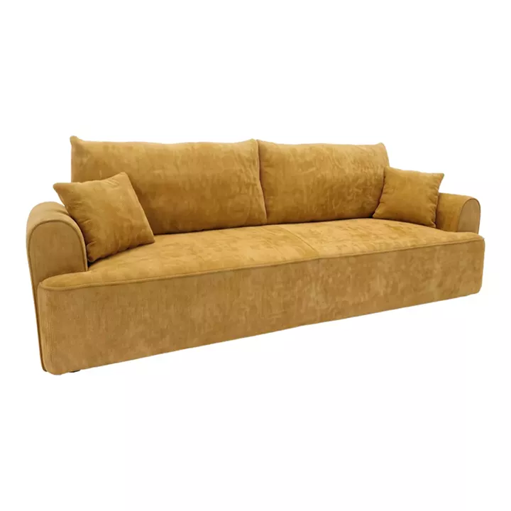 Three seater sofabed Storida pakoworld with storage space yellow fabric 255x94x92cm