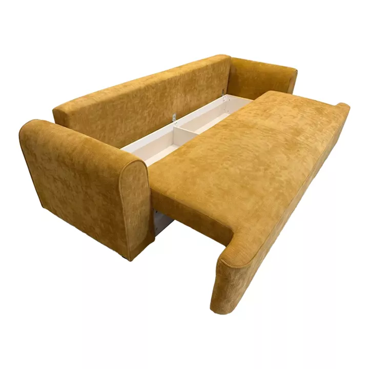 Three seater sofabed Storida pakoworld with storage space yellow fabric 255x94x92cm
