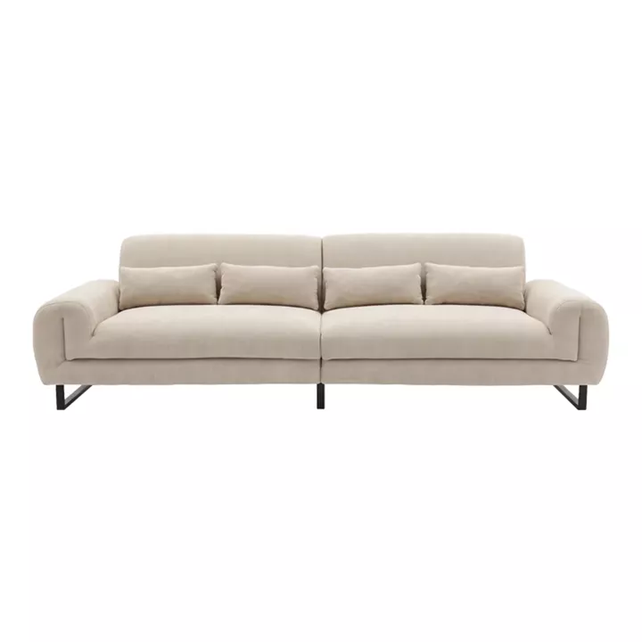 Four seater sofabed Dorana pakoworld beige fabric 286x89x83cm
