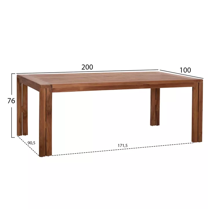 DINING TABLE RECTANGULAR SERIES KIOTO HM6387 TEAK WOOD--NATURAL COLOR 200x100x76Hcm.