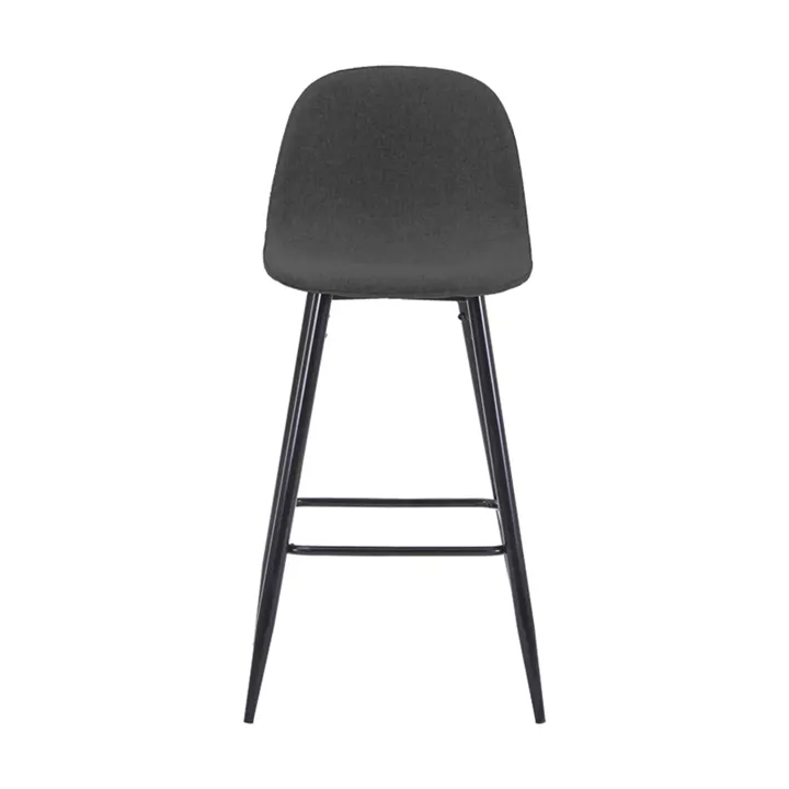 Middle height bar stool Bella pakoworld black fabric and metal leg 41.5x49x98cm
