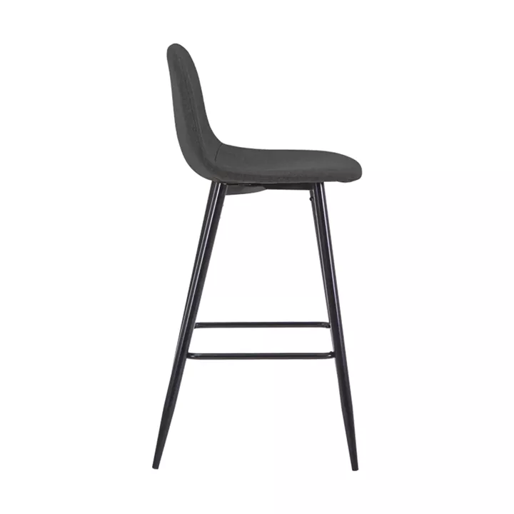Middle height bar stool Bella pakoworld black fabric and metal leg 41.5x49x98cm