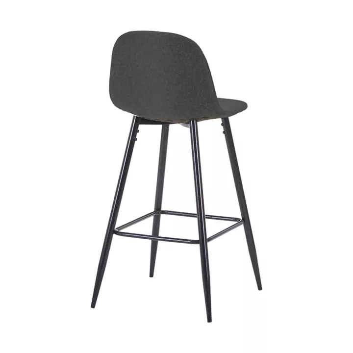 Middle height bar stool Bella pakoworld black fabric and metal leg 41.5x49x98cm