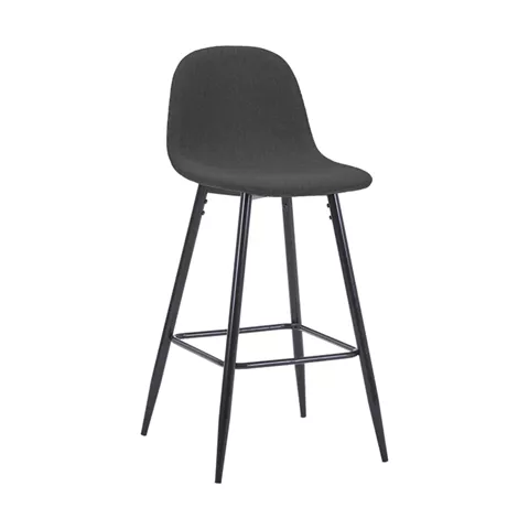 Middle height bar stool Bella pakoworld black fabric and metal leg 41.5x49x98cm