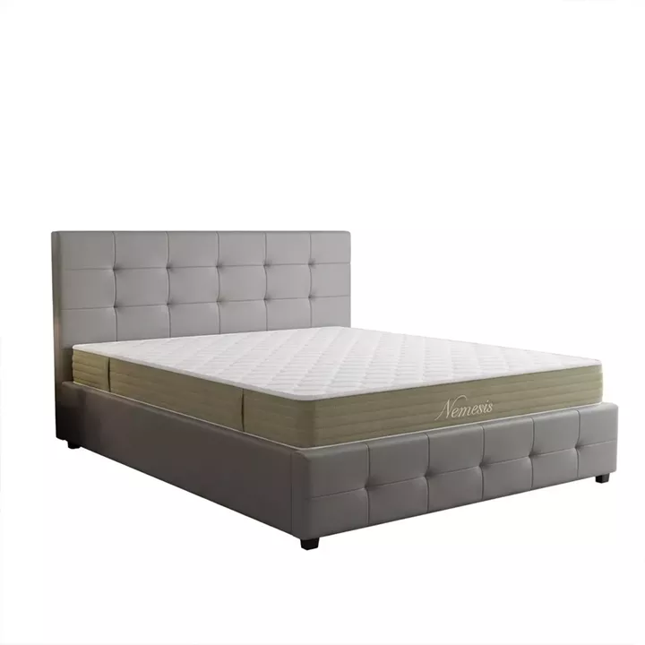 Bed with mattress and storage space Roi-Nemesis pakoworld PU grey 160x200cm