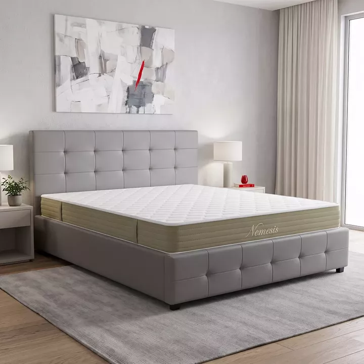 Bed with mattress and storage space Roi-Nemesis pakoworld PU grey 160x200cm