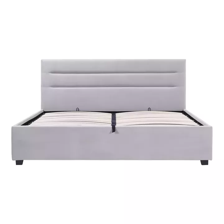 Bed with mattress and storage space Molito-Resty pakoworld velvet grey 160x200cm
