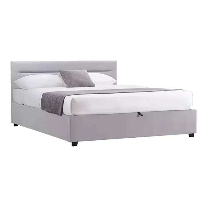 Bed with mattress and storage space Molito-Resty pakoworld velvet grey 160x200cm