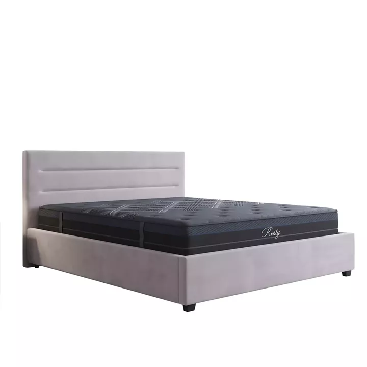Bed with mattress and storage space Molito-Resty pakoworld velvet grey 160x200cm