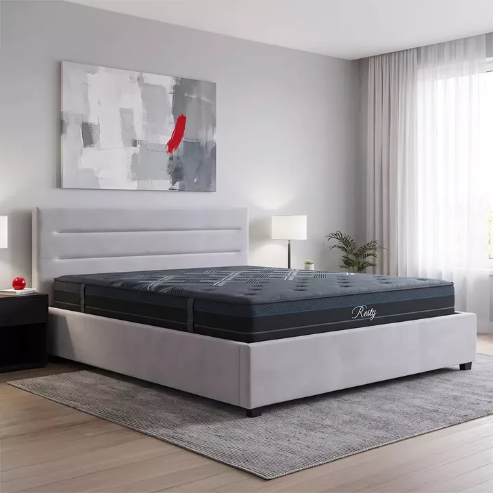Bed with mattress and storage space Molito-Resty pakoworld velvet grey 160x200cm