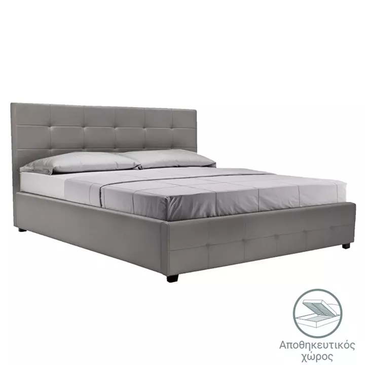 Bed with mattress and storage space Roi-Resty pakoworld PU grey 160x200cm