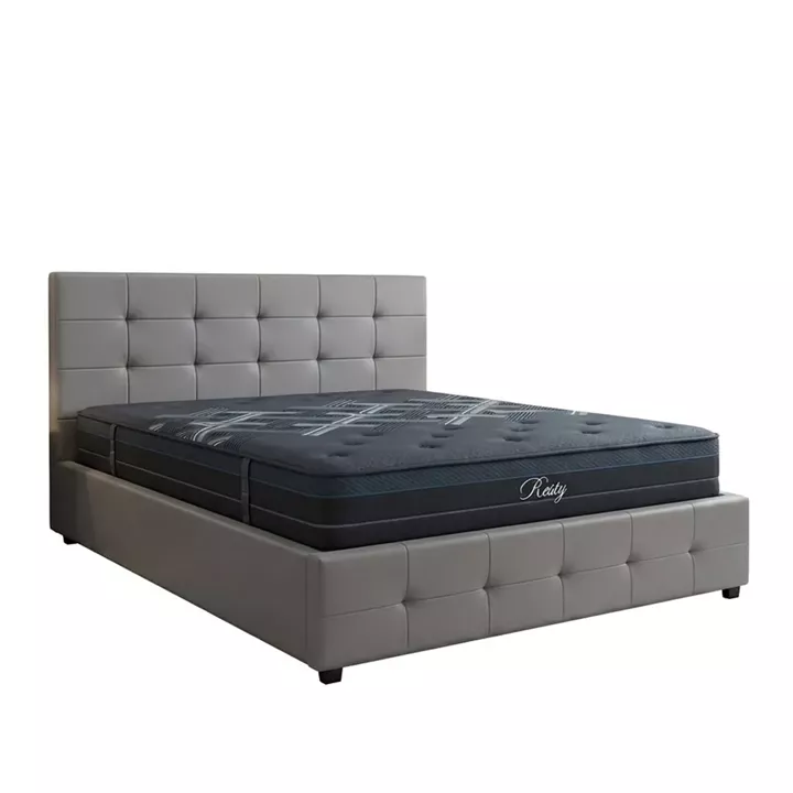 Bed with mattress and storage space Roi-Resty pakoworld PU grey 160x200cm