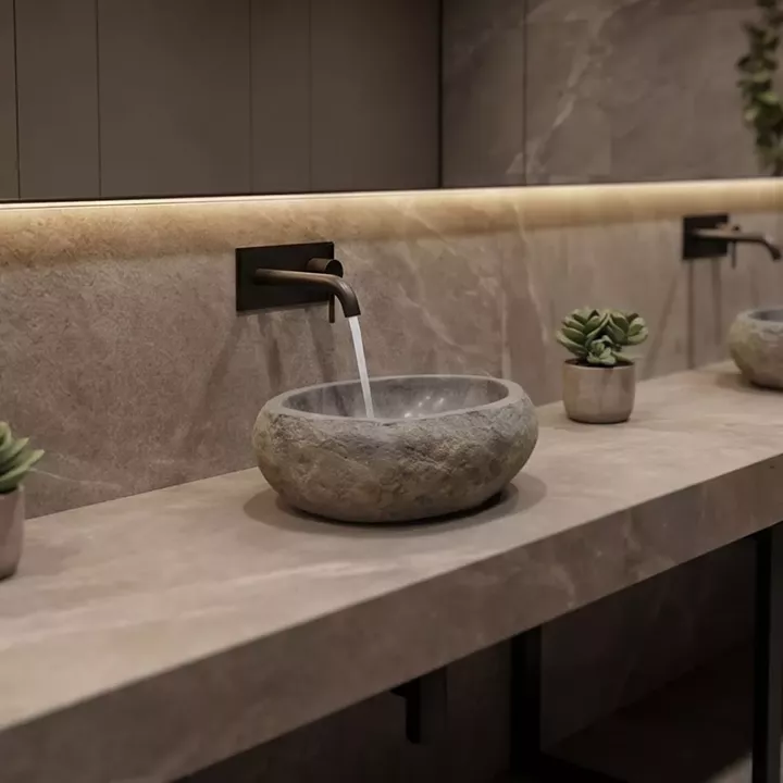 Lavello pakoworld countertop washbasin grey stone 35x35x25cm