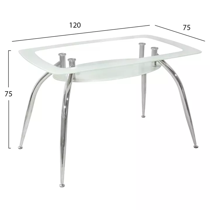 Dining Table Norris 120Χ75Χ75cm HM0086.01 Glass White