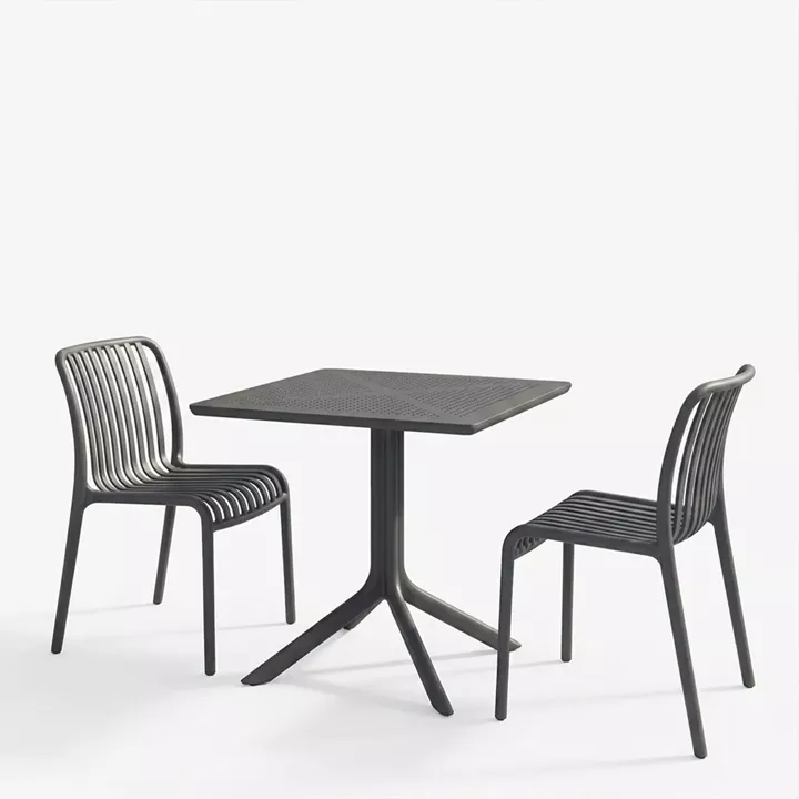 Dining room Zoi Groovy pakoworld 3pcs set anthracite PP 80x80x74cm
