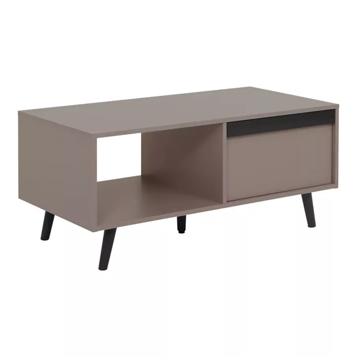 Τραπέζι σαλονιού Nectra pakoworld taupe με μαύρο 100x50x45εκ
