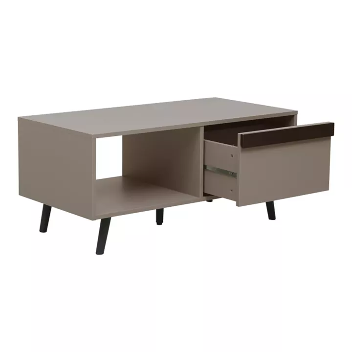 Τραπέζι σαλονιού Nectra pakoworld taupe με μαύρο 100x50x45εκ