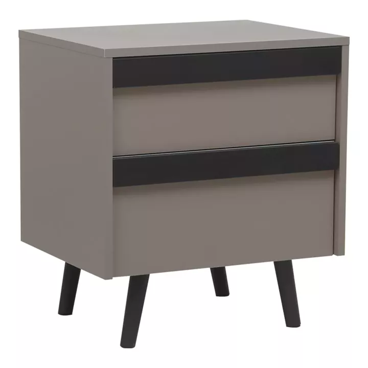 Κομοδίνο Nectra pakoworld taupe με μαύρο 50x40x56εκ