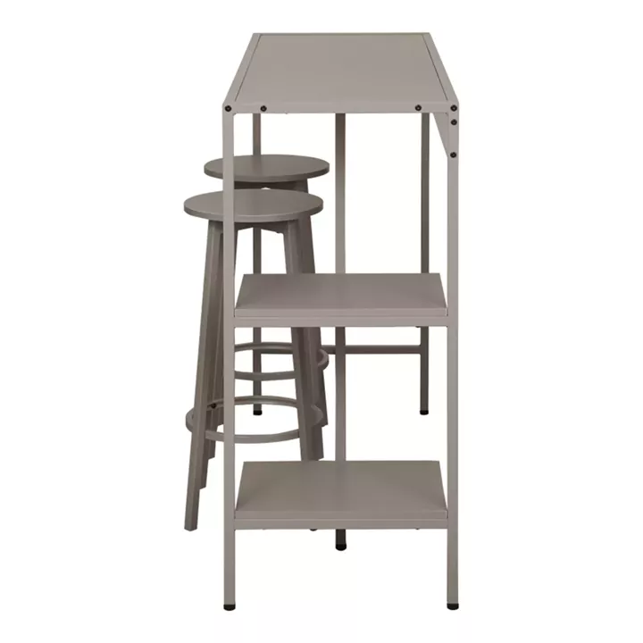 Σετ τραπέζι μπαρ Nexous pakoworld 3τεμ taupe μέταλλο 124x44x100εκ