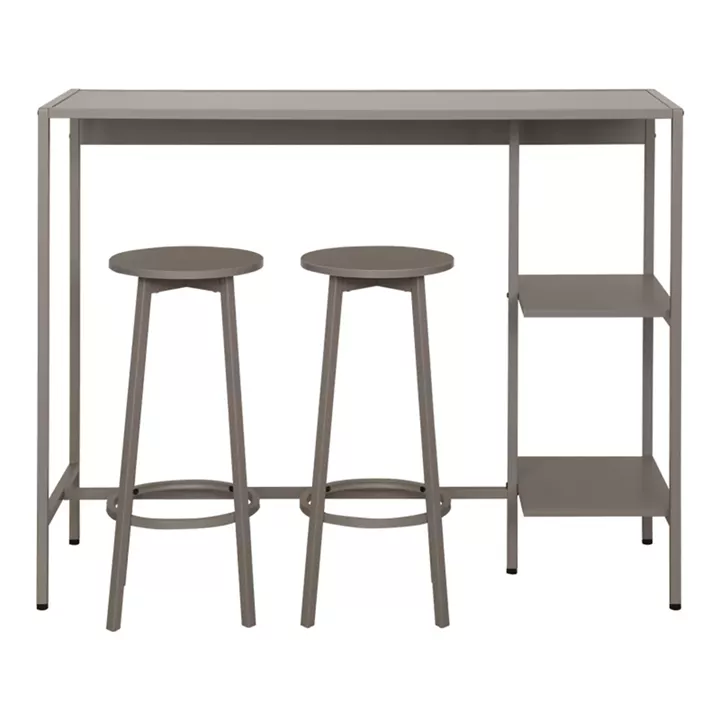Σετ τραπέζι μπαρ Nexous pakoworld 3τεμ taupe μέταλλο 124x44x100εκ