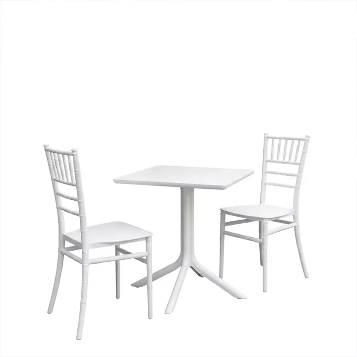 Τραπεζαρία Groovy Tifany I pakoworld σετ 3τεμ λευκό PP 60x60x76εκ