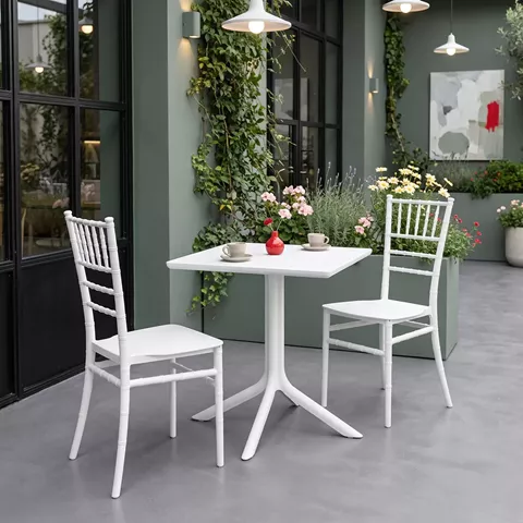 Τραπεζαρία Groovy Tifany I pakoworld σετ 3τεμ λευκό PP 60x60x76εκ