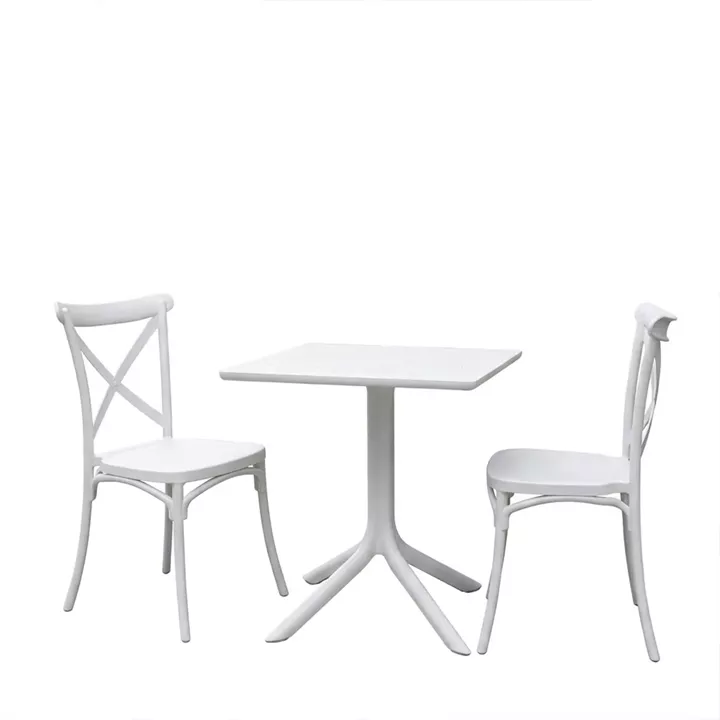 Τραπεζαρία Groovy Crossie pakoworld σετ 3τεμ λευκό PP 60x60x76εκ