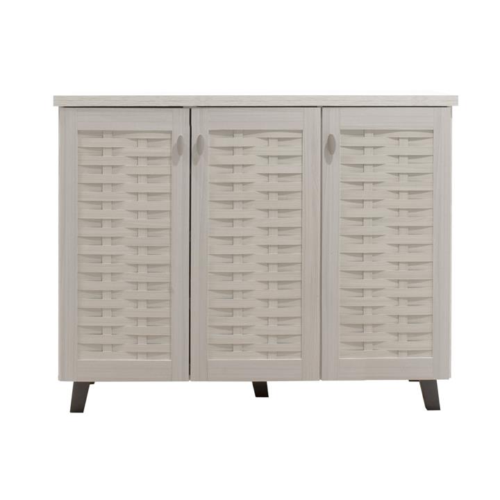 Shoe cabinet MANTAM pakoworld 16 pairs white-grey 115.5x40x92cm