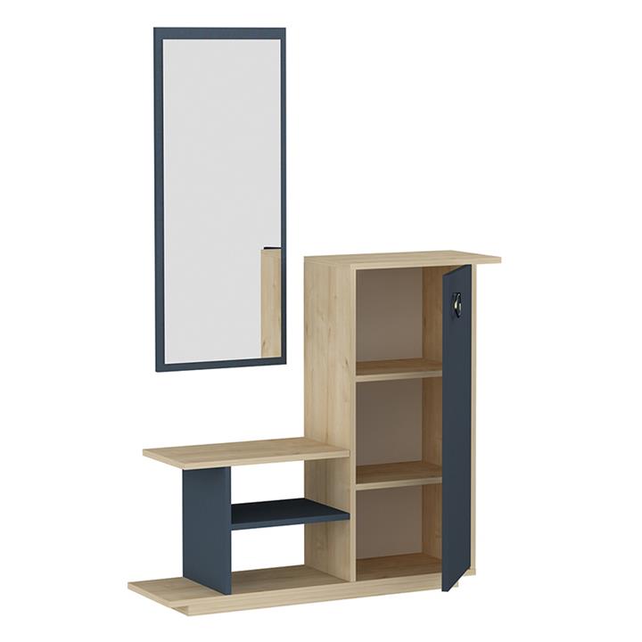 Entrance furniture with mirror Ceel pakoworld in white-walnut color 80x29.5x90cm