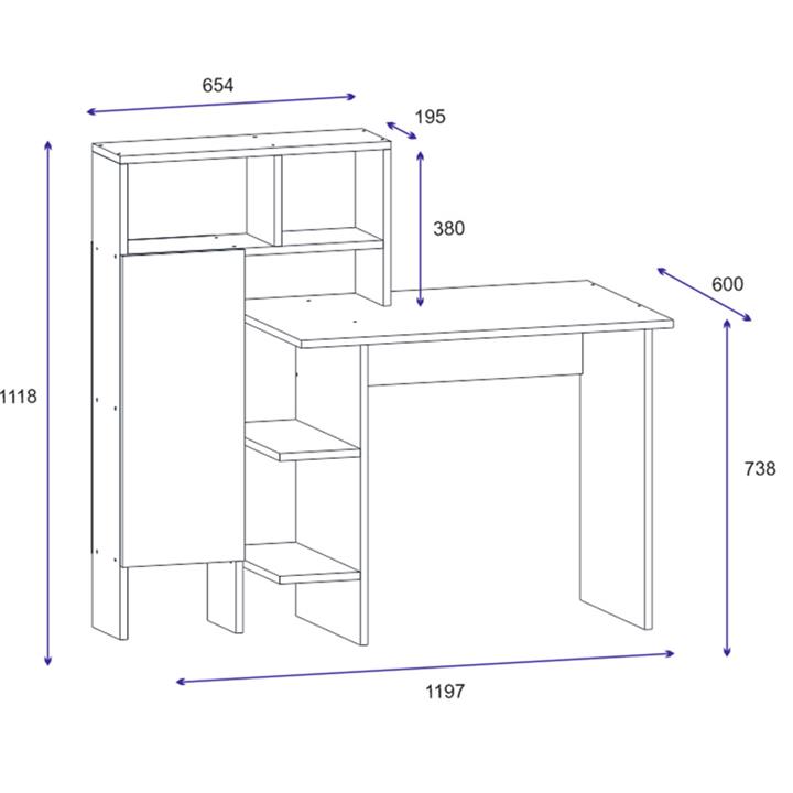 Office desk Slate pakoworld in white-oak color 120x60x112cm