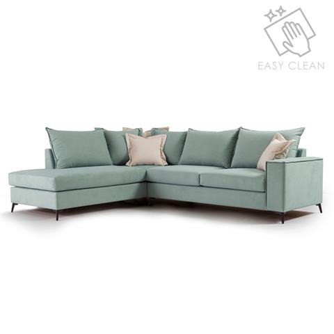 Corner sofa Romantic pakoworld right corner fabric Ciel-Cream 290x235x95cm