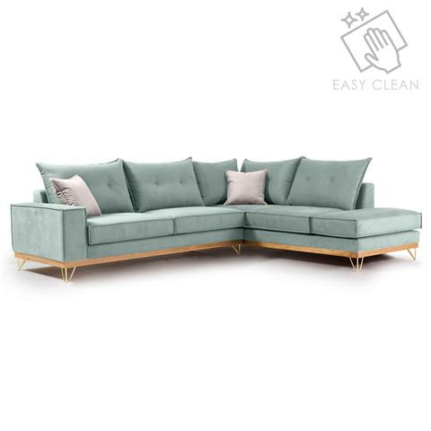 Corner sofa Luxury II pakoworld left corner fabric ciel-cream 290x235x95cm