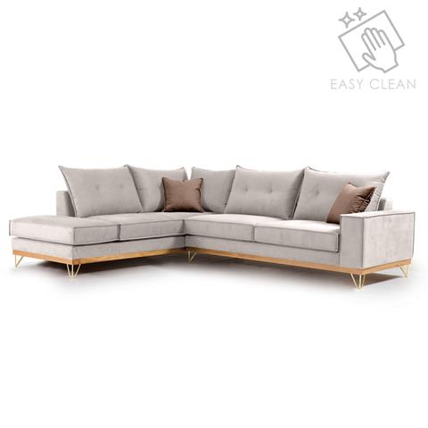 Corner sofa Luxury II pakoworld right corner fabric  creamt-mocha 290x235x95cm