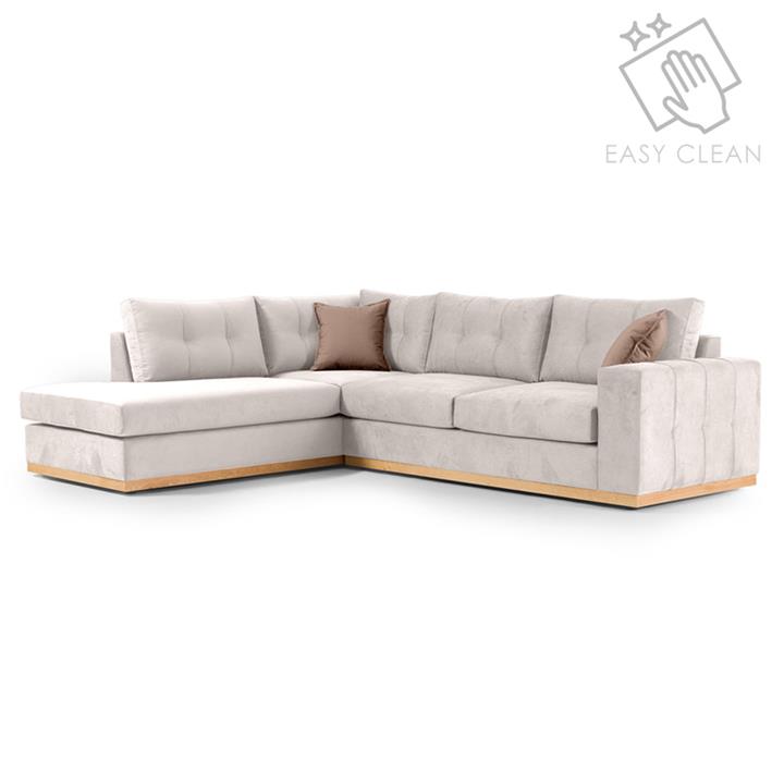 Corner sofa Boston pakoworld right corner fabric cream-mocha 280x225x90cm
