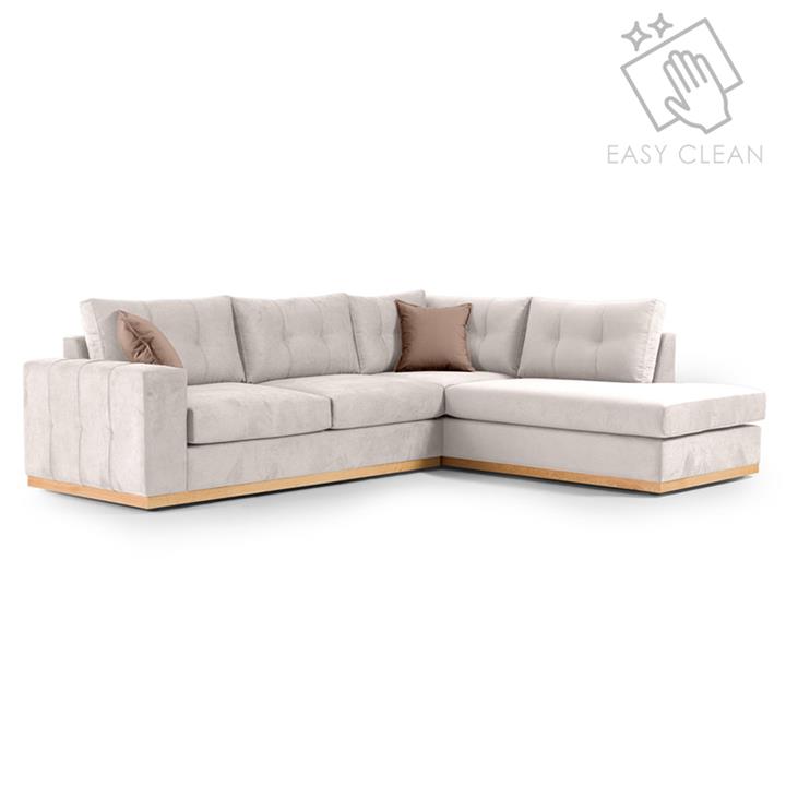 Corner sofa Boston pakoworld left corner fabric cream-mocha 280x225x90cm