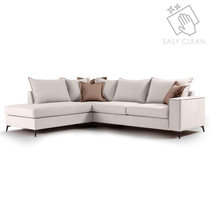 Corner sofa Boston pakoworld right corner fabric cream-mocha 290x235x95cm