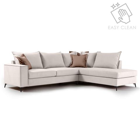 Corner sofa Romantic pakoworld left corner fabric cream-mocha 290x235x95cm