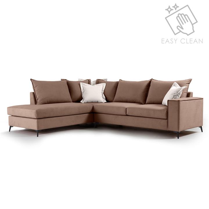 Corner sofa Boston pakoworld right corner fabric mocha-cream 290x235x95cm