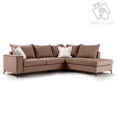 Corner sofa Boston pakoworld left corner fabric mocha-cream 290x235x95cm