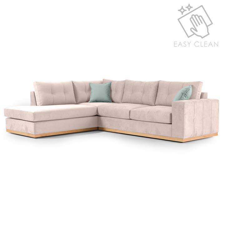 Corner sofa Boston pakoworld right corner fabric elephant-ciel 280x225x90cm