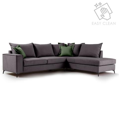 Corner sofa Boston pakoworld left corner fabric dark grey-dark green 290x235x95cm