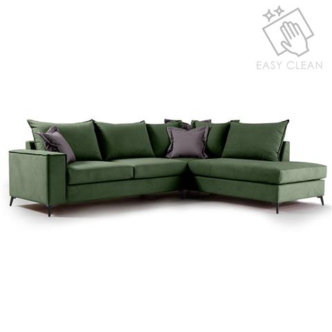 Corner sofa Boston pakoworld left corner fabric dark green-dark grey 290x235x95cm