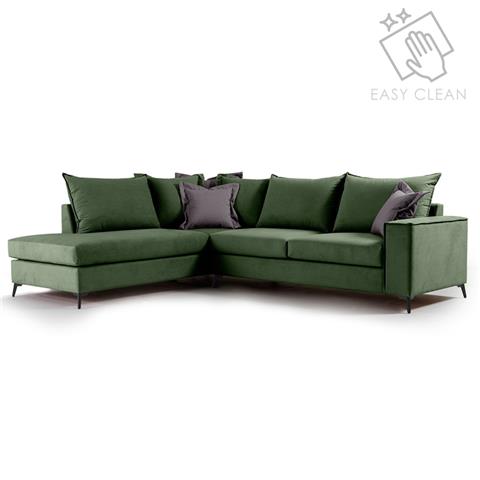 Corner sofa Boston pakoworld right corner fabric dark green-dark grey 290x235x95cm