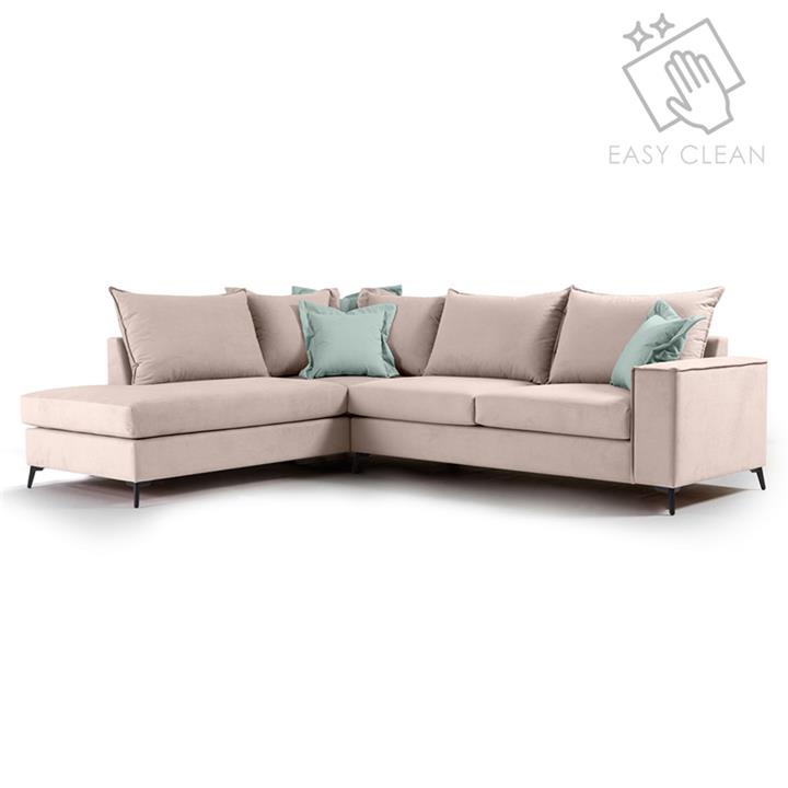 Corner sofa Boston pakoworld right corner fabric elephant-ciel 290x235x95cm
