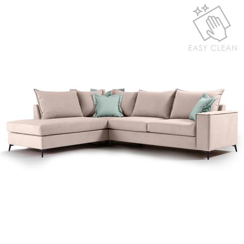 Corner sofa Boston pakoworld right corner fabric elephant-ciel 290x235x95cm