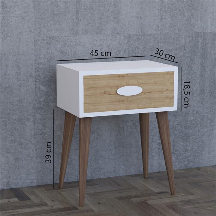 Nightstand Labow pakoworld with a drawer walnut-white-sonoma 45x30x57,5cm