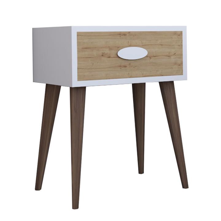 Nightstand Labow pakoworld with a drawer walnut-white-sonoma 45x30x57,5cm