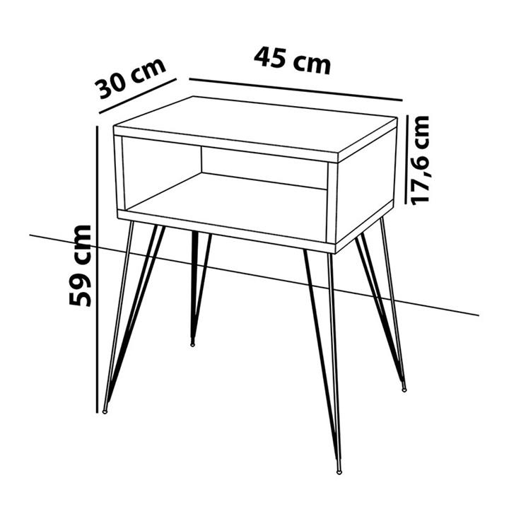 Nightstand Naida pakoworld walnut-black 45x30x59cm