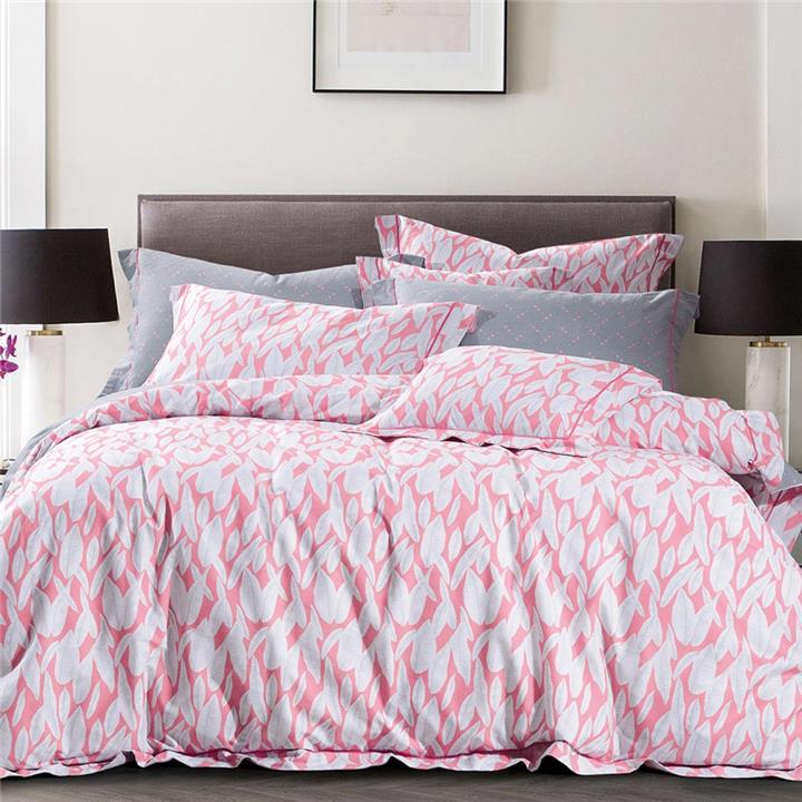 Duvet Cover Printed Set Elegant Leaves Queen Size